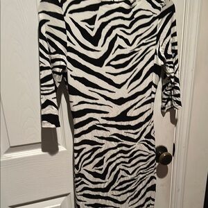 Alice + Olivia Black and White Mock Neck Bodycon Dress